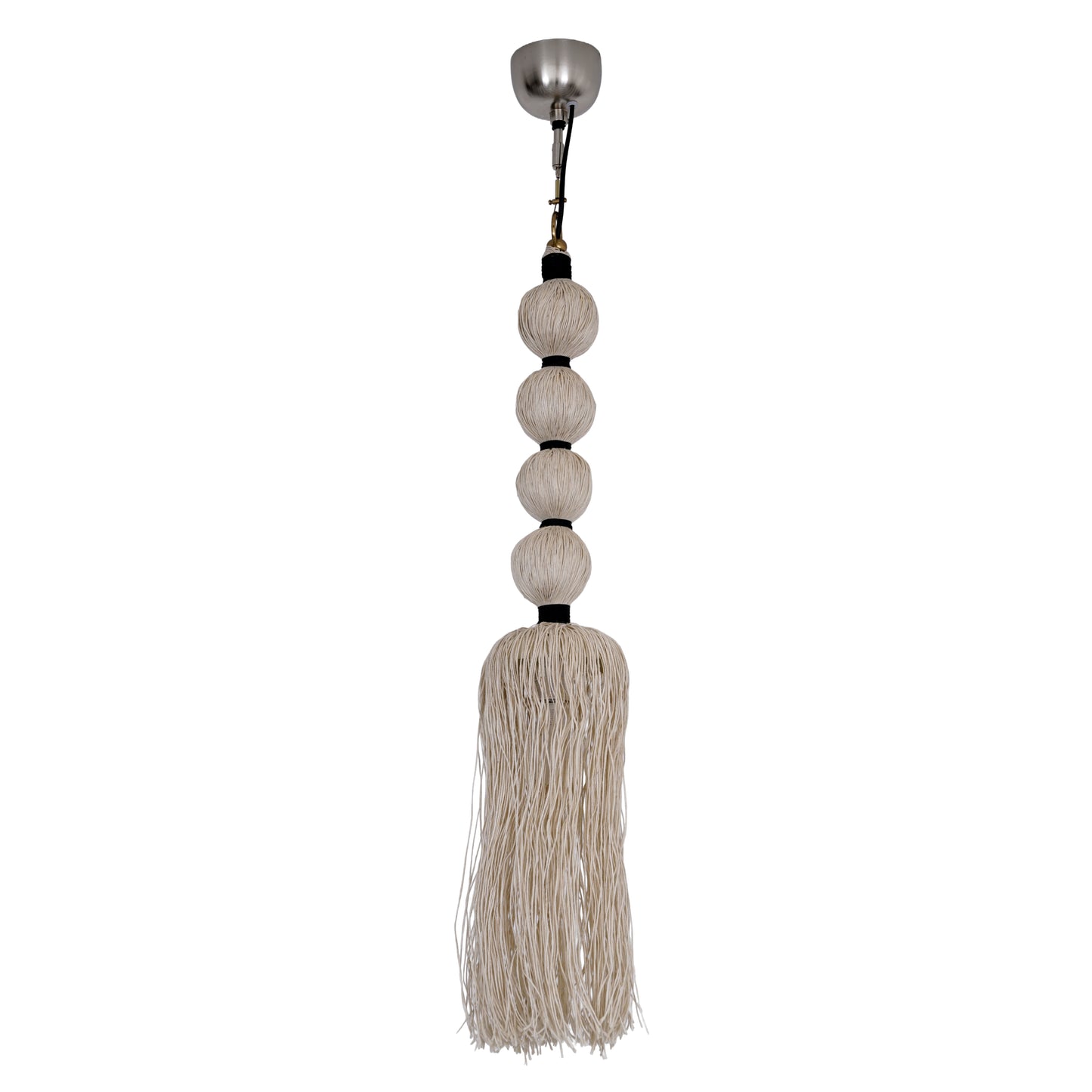 Natural Jute Pendant Light with Tassel Fringe | Boho Decorative Hanging Ceiling Lamp | ILLUMEA