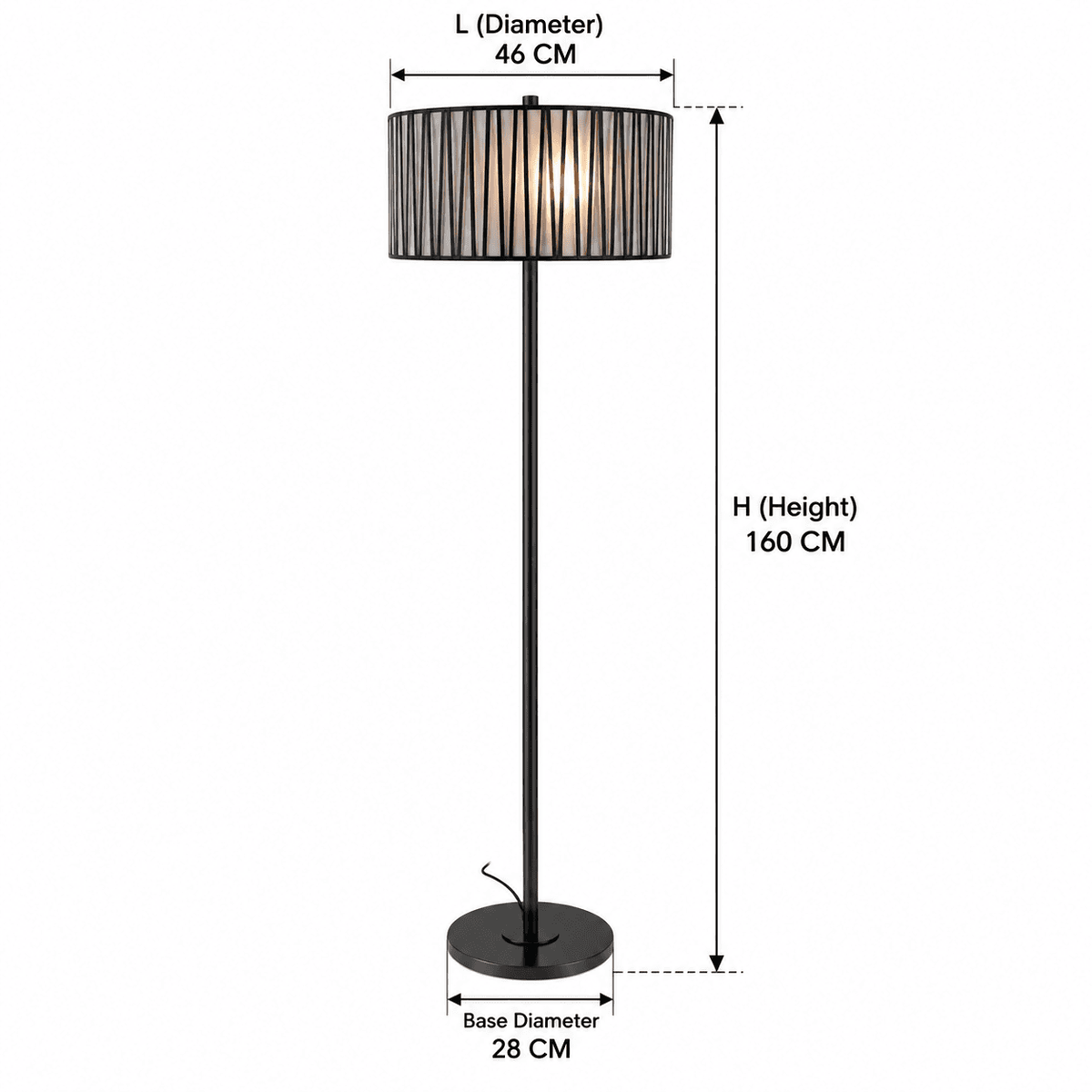 Modern black metal floor lamp showcasing contemporary design and sleek style for elegant interior lighting
