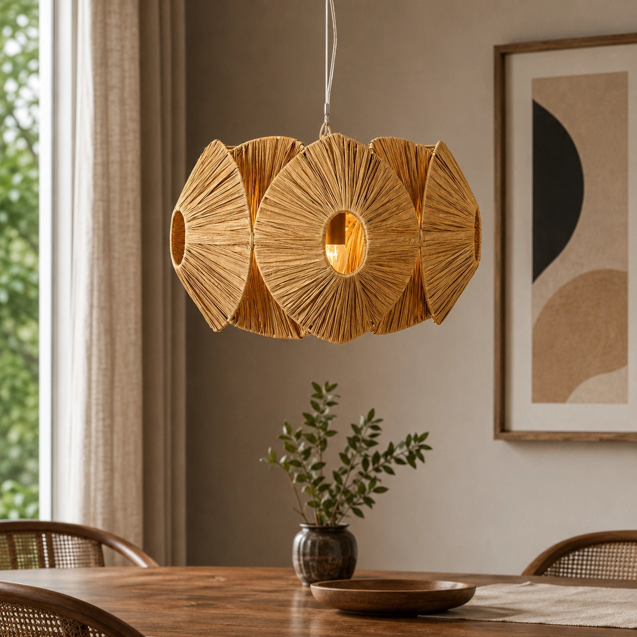 6 LIGHTS RAFIA SHADE - ILLUMEA.