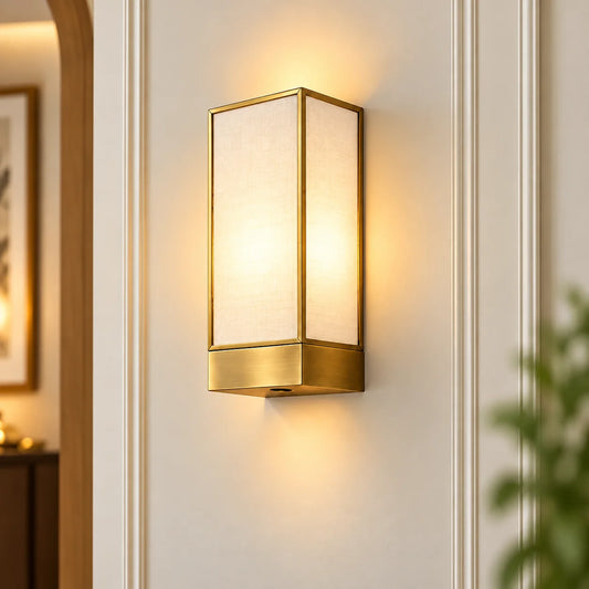 Rectangular Glass Wall Lamp – Milky White Brass Antique – llumea