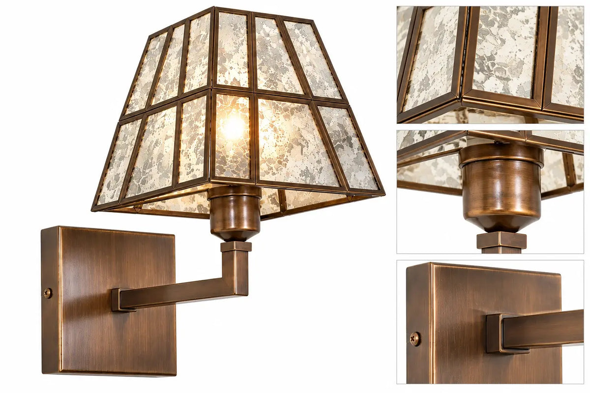 Luxurious square conical wall lamp, elegant square lighting fixture, exquisite conical wall sconce for upscale interiors