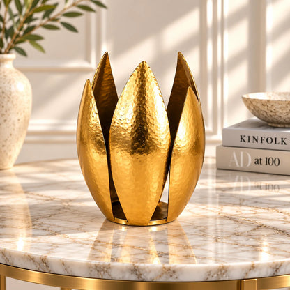 Lotus Leaf Hammered Tealight Holder for living room dining table and bedroom décor