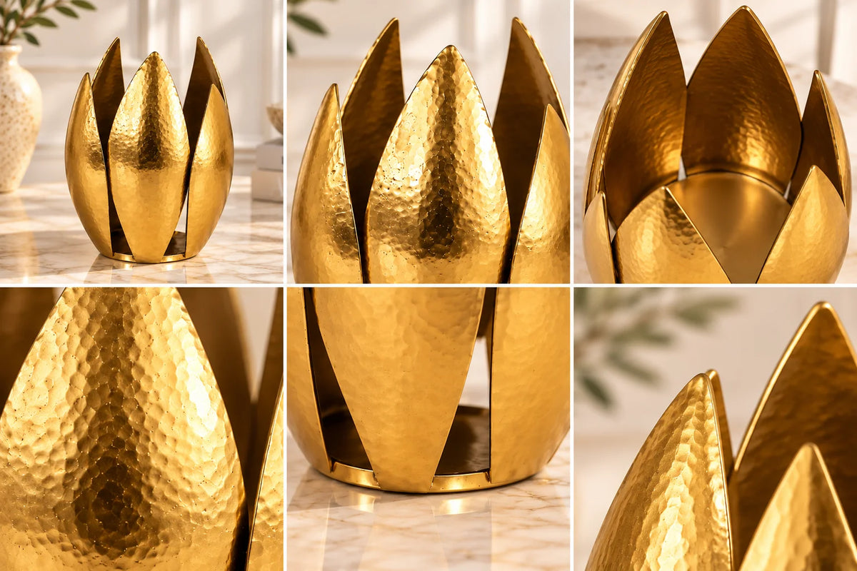Lotus Leaf Hammered Tealight Holder for living room dining table and bedroom décor