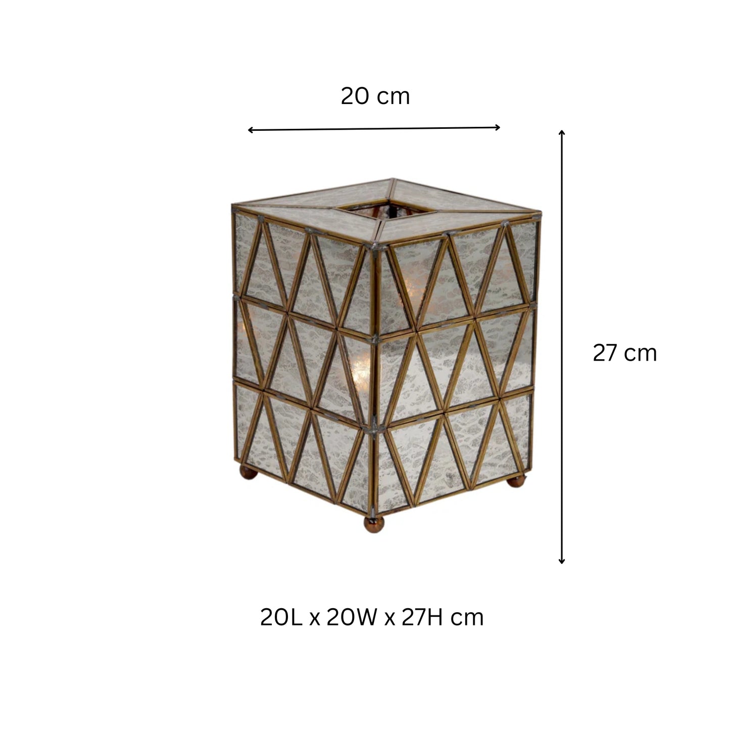Antique Triangle Table Lamp Brass & Glass - ILLUMEA