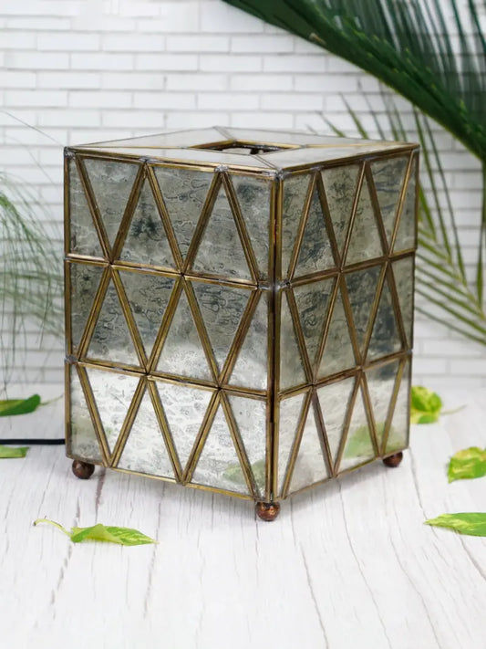 Antique Triangle Table Lamp – Brass & Glass Designer Lighting | Illumea