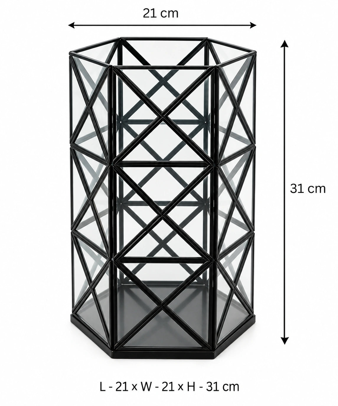 Decorative geometric candle lantern for festive décor patio balcony and tabletop styling