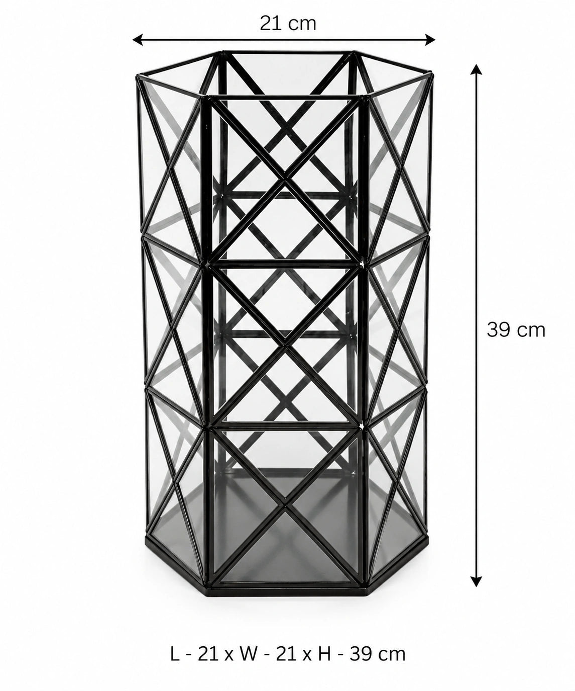 Decorative black metal candle holder stand for indoor and outdoor home décor