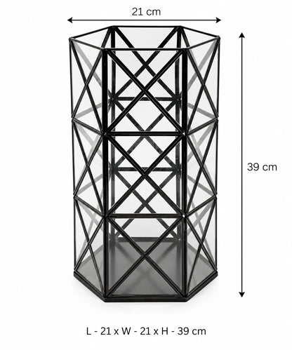 Decorative black metal candle holder stand for indoor and outdoor home décor