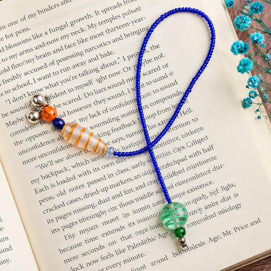 Blue Glass Beads Handmade Bookmark – ILLUMEA Decorative Bookmark for Book Lovers