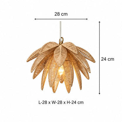 Natural Rattan Pendant Light with Woven Leaf-Shaped Design for Home Décor – ILLUMEA