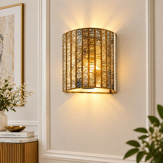 Brass Luxury Wall Lamp with Silver Antique Glass | ILLUMEA