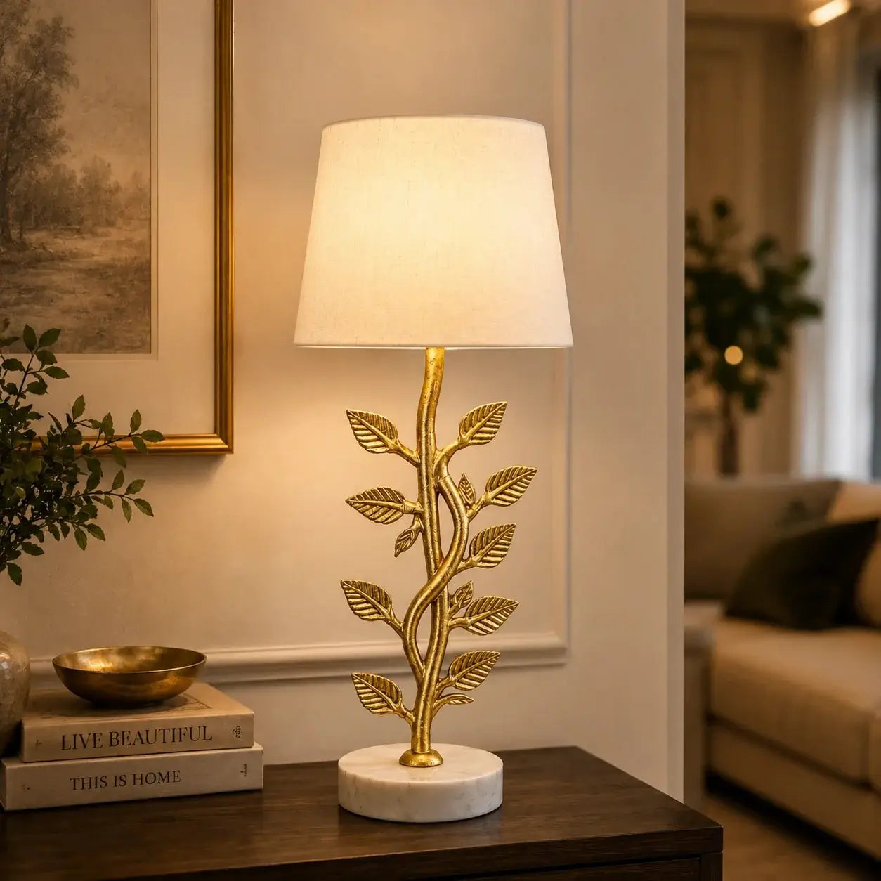Casted Leaf Table Lamp