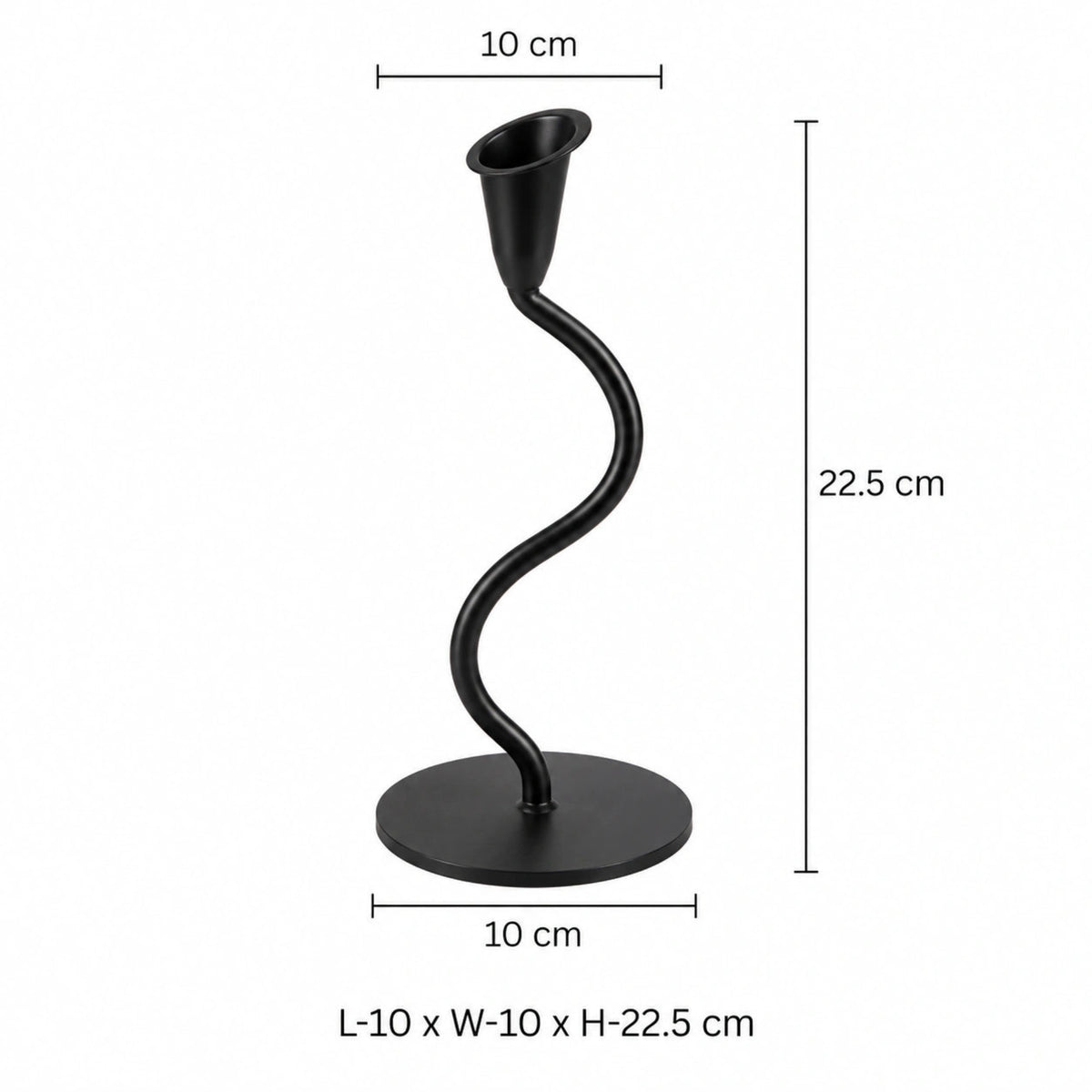 Decorative Black Metal Tealight Holder – ILLUMEA luxury single candle stand featuring an artistic curved stem and round base, designed to add an elegant contemporary accent to interiors