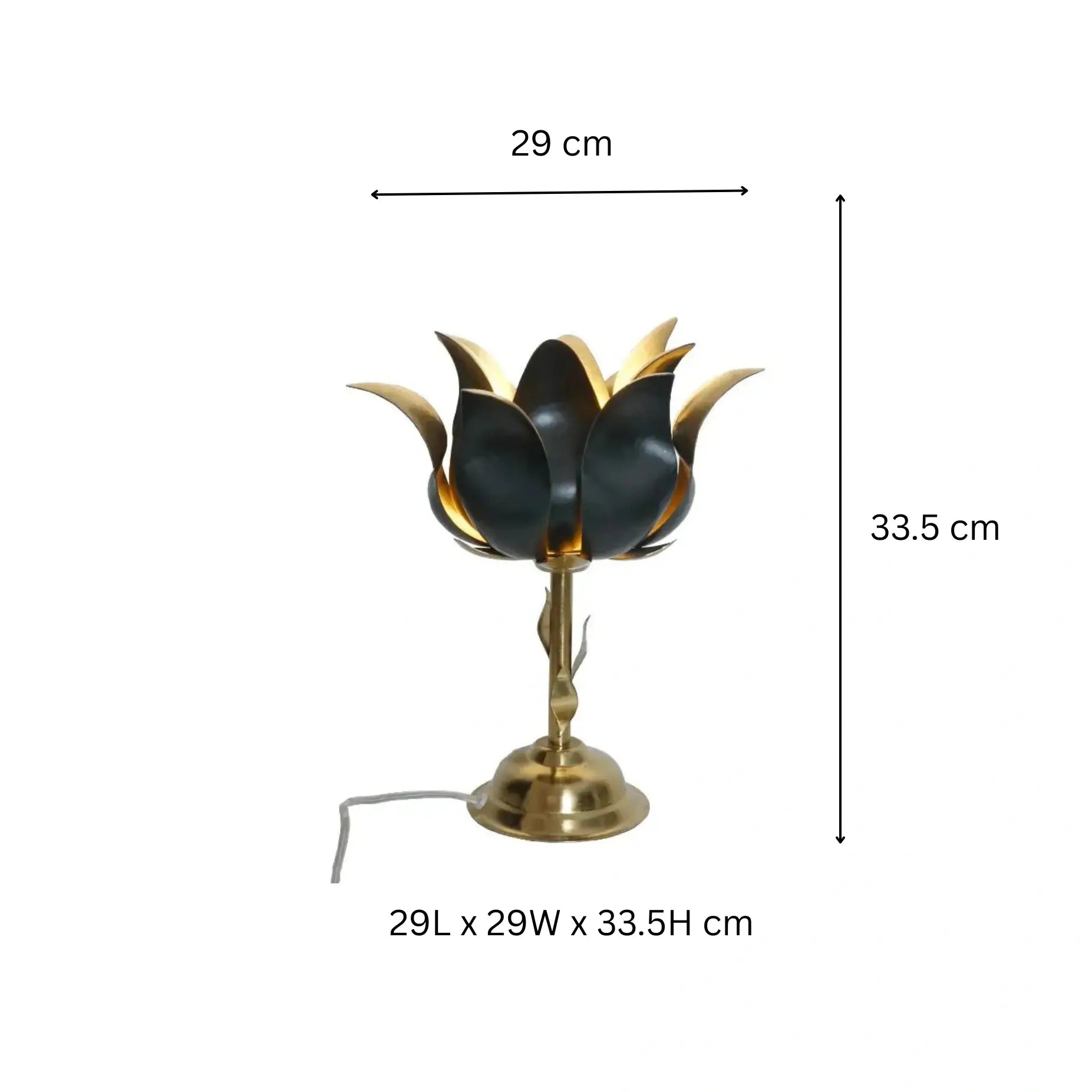 Designer Lotus Bloom Table Lamp Black & Gold
