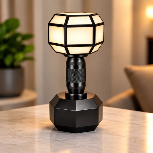 Dumble Shade Table Lamp – ILLUMEA Black Geometric Decorative Lighting for Modern Home Décor