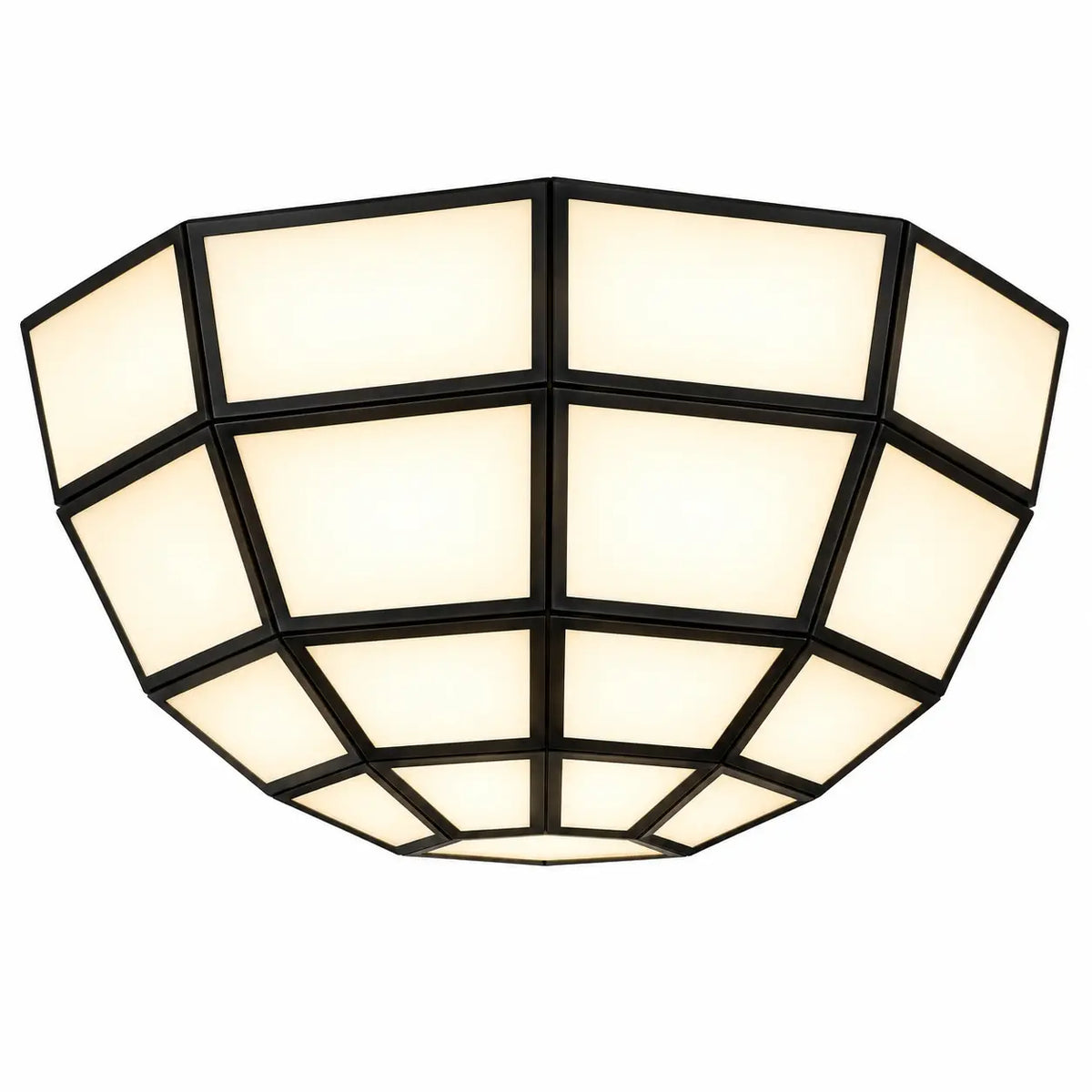 Contemporary Flush Mount Ceiling Lamp Featuring a Geometric Black Grid Frame and Warm White Diffused Light for Stylish Interiors | ILLUMEA