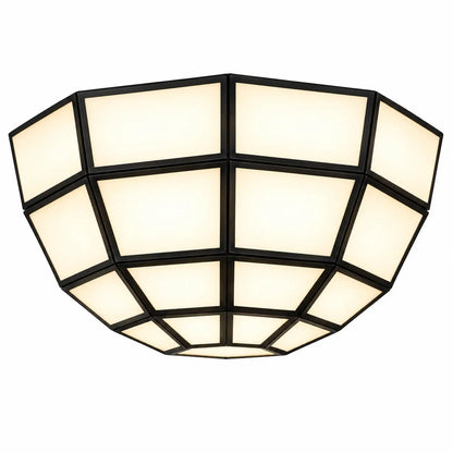 Contemporary Flush Mount Ceiling Lamp Featuring a Geometric Black Grid Frame and Warm White Diffused Light for Stylish Interiors | ILLUMEA