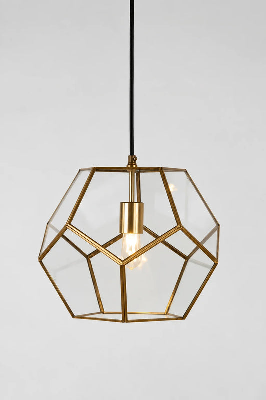 Geometric Penta Globe Clear Shade Pendant