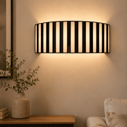 Glass and Iron Strips Wall Lamp