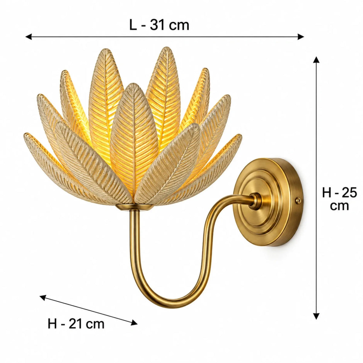 Gold Jute Floral Wall Sconce for Bedroom, Hallway, Dining Room and Luxury Interiors