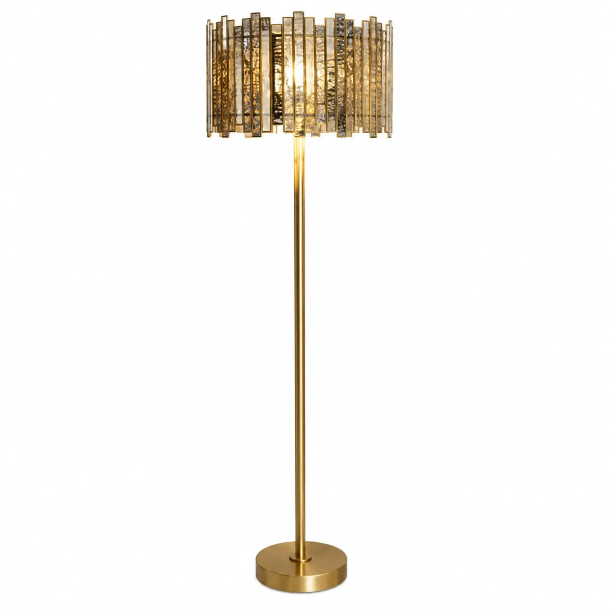 Elegant Gold Staggered Floor Lamp with Decorative Glass Shade for Living Rooms and Luxury Interiors | ILLUMEA