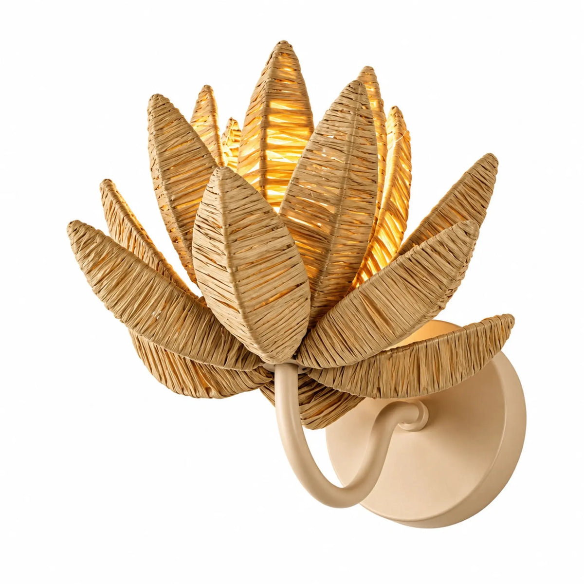 Rafia Flower Wall Light by ILLUMEA – natural textured wall lighting for living rooms, bedrooms and hallways