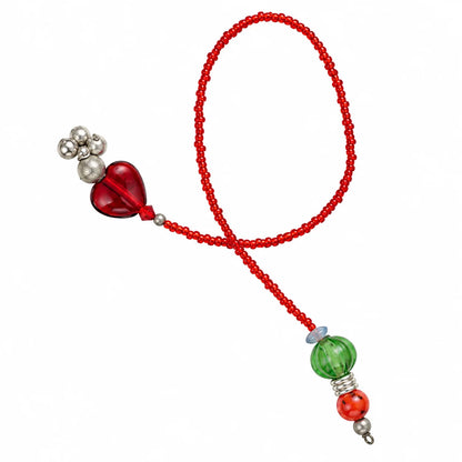 ILLUMEA Handmade Red Glass Beaded Bookmark with Colorful Glass Beads and Silver Charms