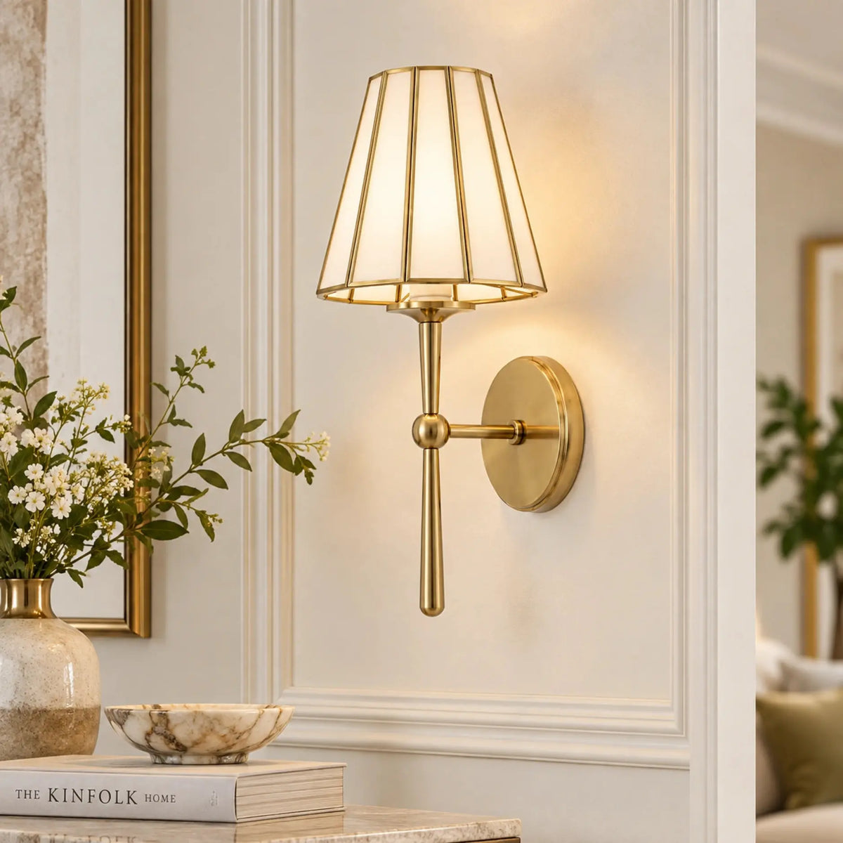 Elegant Taper Strip Wall Lamp casting warm ambient light, perfect luxury lighting for modern interiors
