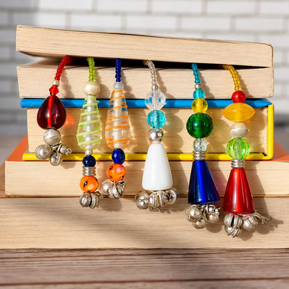 Elegant yellow glass beads bookmark showcasing vibrant hues and luxurious craftsmanship for stylish reading enthusiasts
