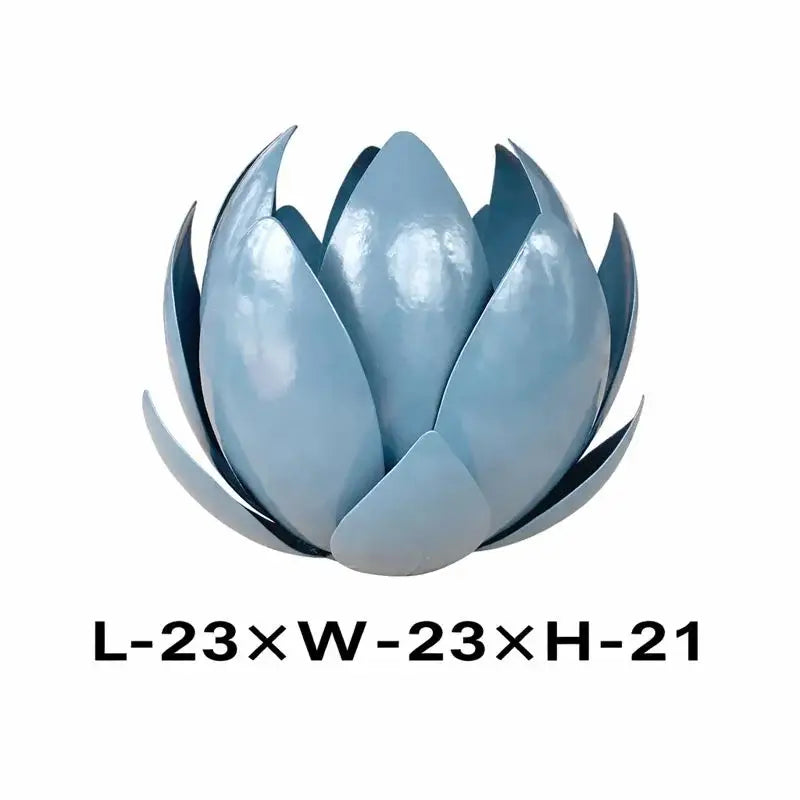 Blue ceramic vase with dimensions L-23 x W-23 x H-21 on a white background