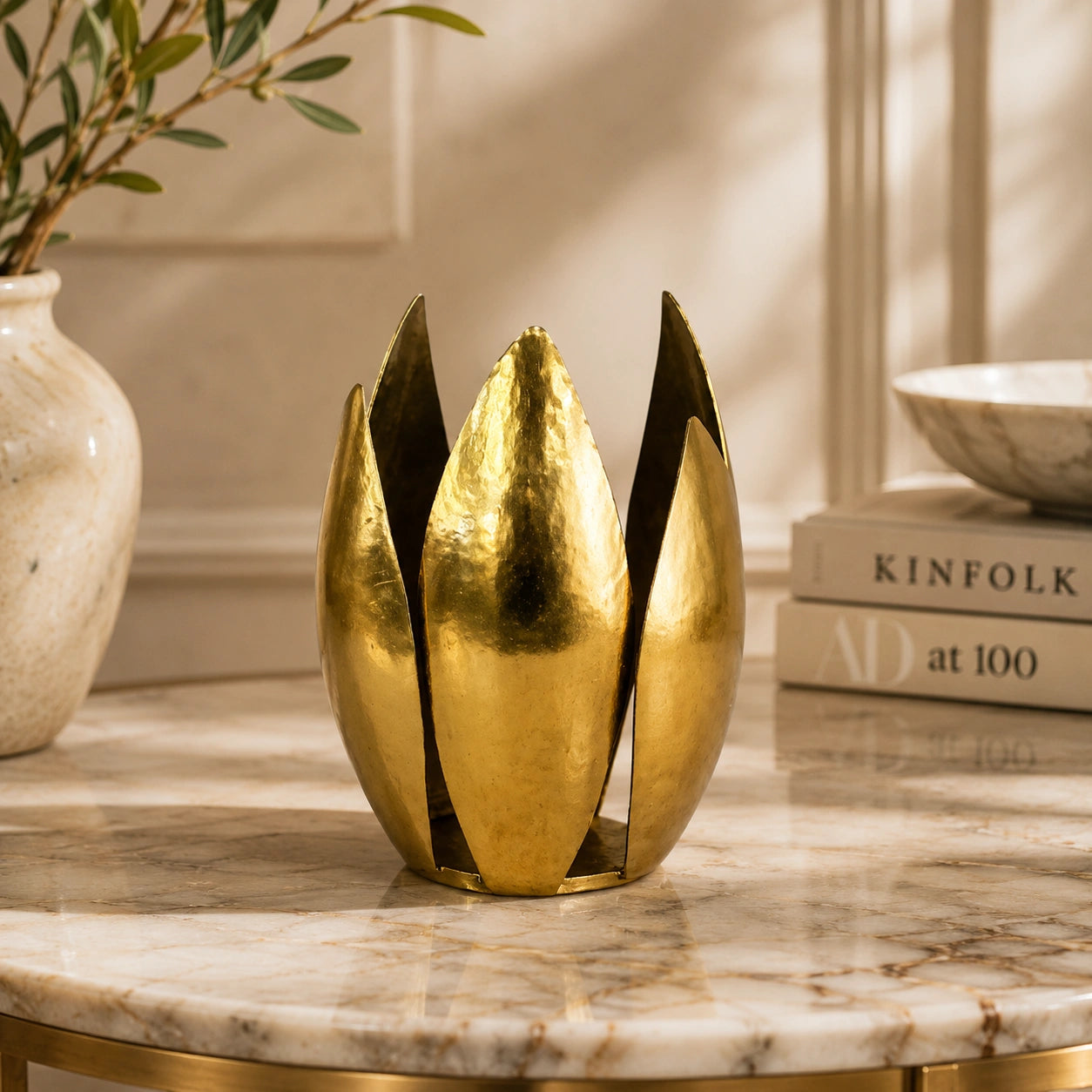 Lotus Leaf Hammered Tealight