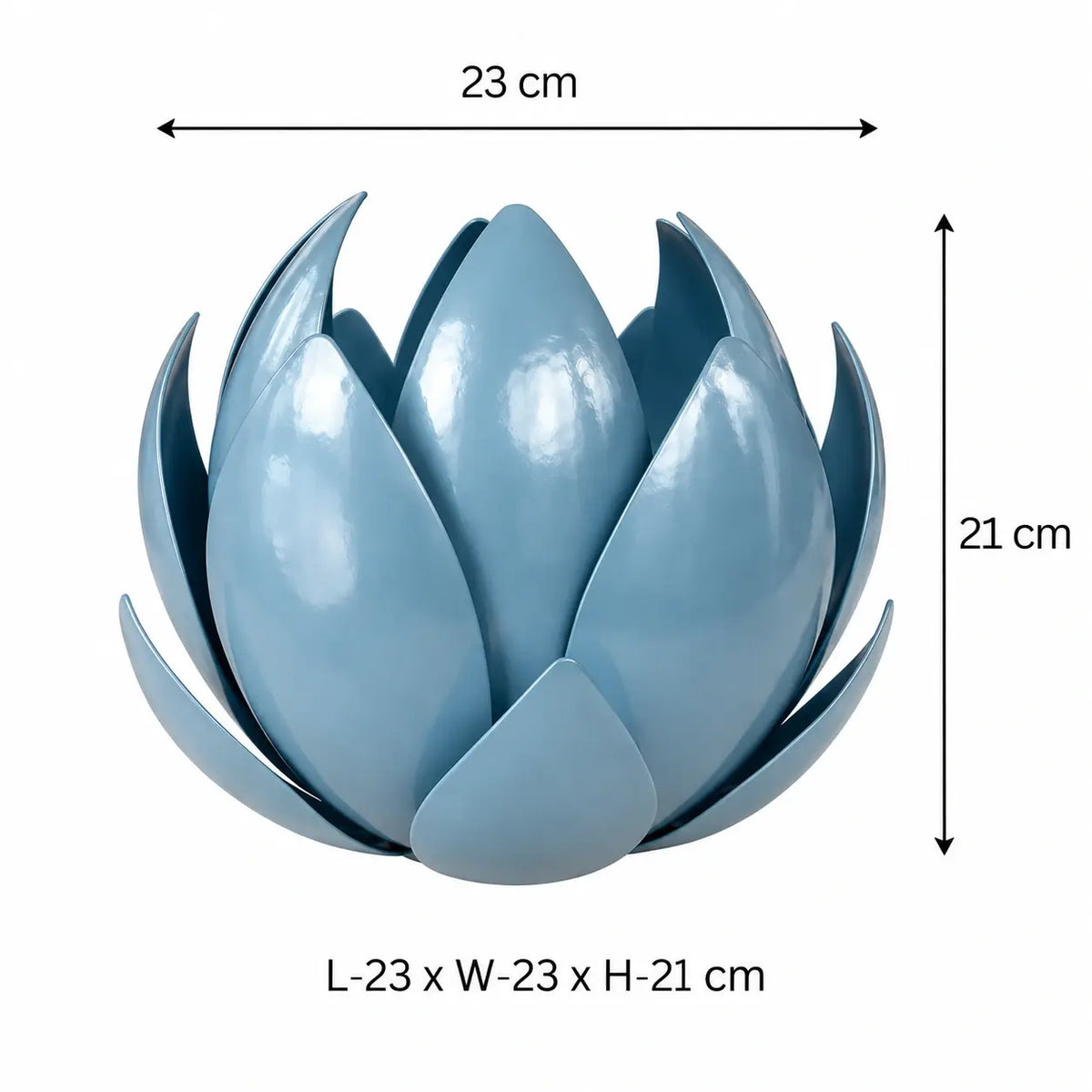 Blue Lotus Metal Leaf Hurricane Lamp, exquisite luxury decor blending elegance and nature's serenity