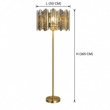 Decorative Gold Floor Lamp with Staggered Glass Shade for Contemporary Living Room and Interior Décor | ILLUMEA