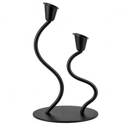 Elegant black tealight two candle holders for luxurious home decor and ambient lighting