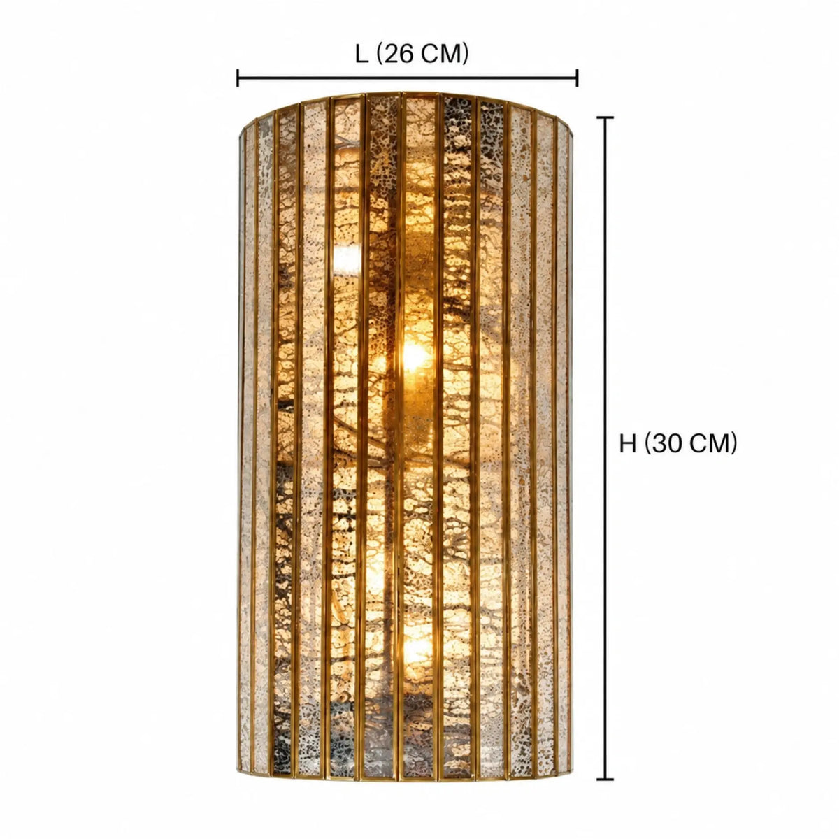 Brass luxury wall lamp featuring silver antique glass, elegant lighting fixture by ILLUMEA for sophisticated interiors