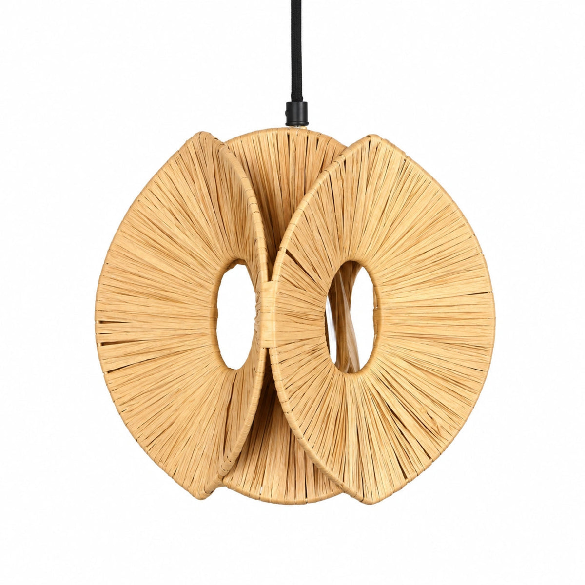 Natural woven Rafia pendant lamp shade for modern bohemian and rustic interiors