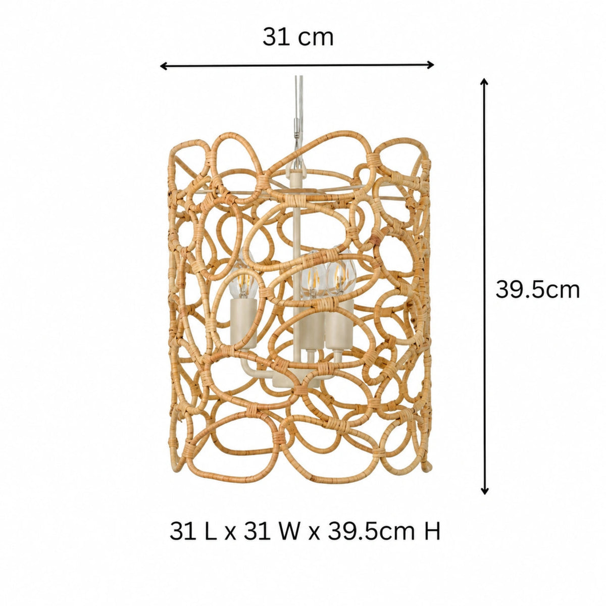 Handmade rattan shade hanging pendant light for boho and contemporary home interiors