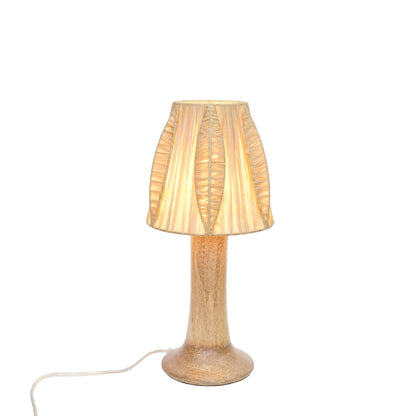 Rafia Shade Wood Base Lamp