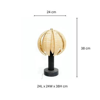 Rafia Shade Wood Table Lamp
