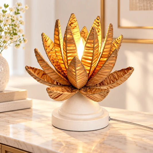 Rafiya Table Lamp – ILLUMEA Natural Woven Decorative Lighting for Home Décor