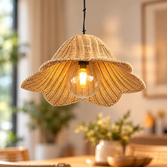 Elegant rattan pendant hanging light showcasing natural woven design for stylish home illumination