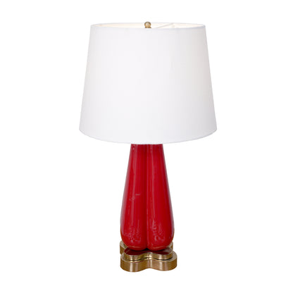 Red Enamel Wooden Table Lamp