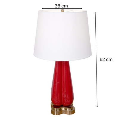 Red Enamel Wooden Table Lamp