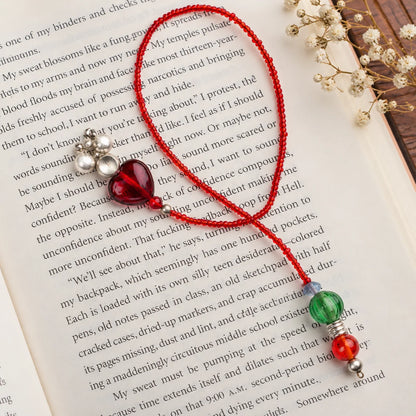 Red Glass Beads Handmade Bookmark – ILLUMEA Decorative Bookmark for Book Lovers