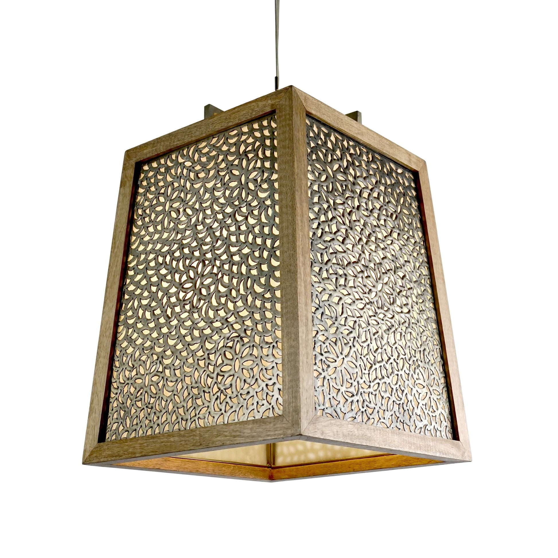 Square Wooden Pendant Light for Ceiling by ILLUMEA