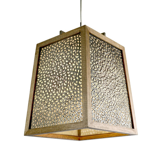 Square Wooden Pendant Light for Ceiling by ILLUMEA