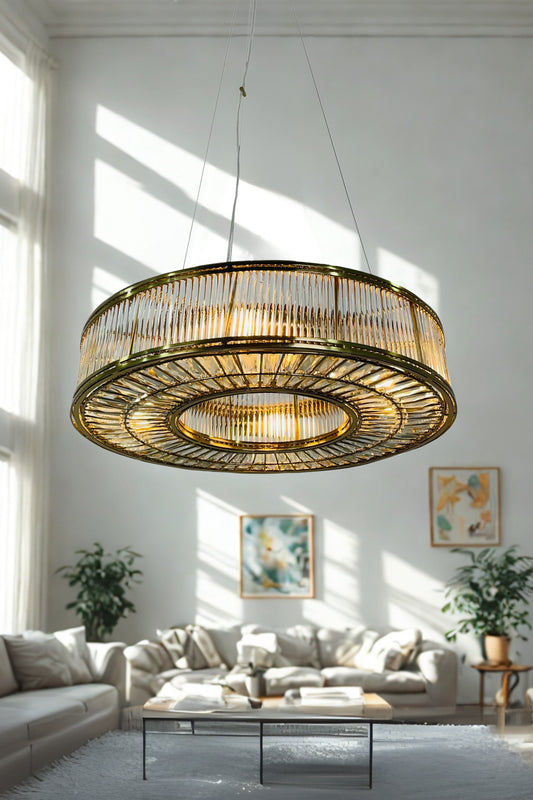 Royale Crystal Glass Rod Chandelier
