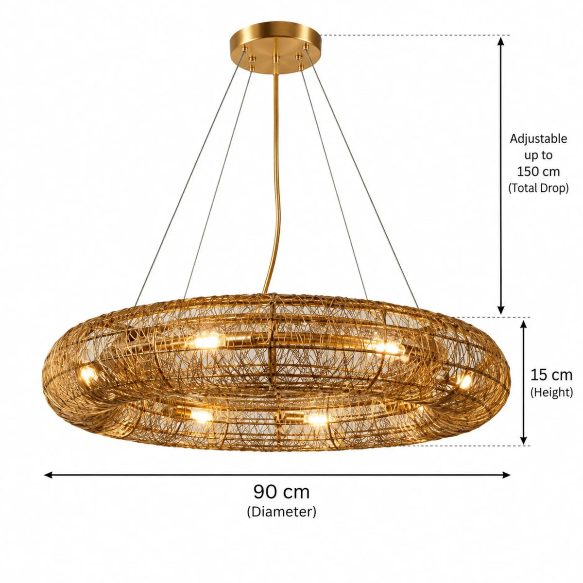 Gold Wire Mesh Tube Ceiling Light – ILLUMEA