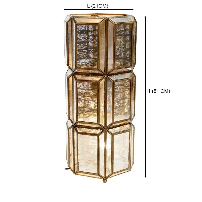 Antique Brass & Glass Table Lamp – Large
