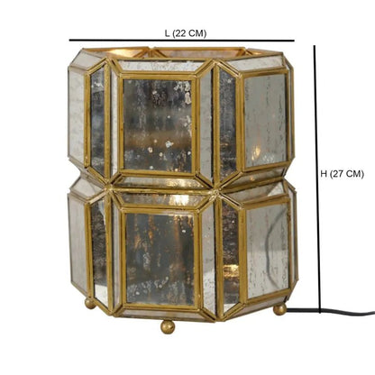 Antique Brass & Glass Table Lamp – Small
